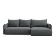 MAKAMII Siva sklopiva/s prostorom za odlaganje kutna garnitura (s desnim kutom) Nanea, 240x148x86 cm