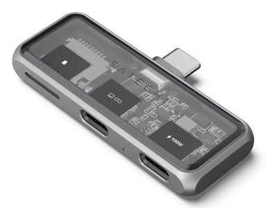 PD USB-C Hub s čitačem MicroSD kartica, sivi
