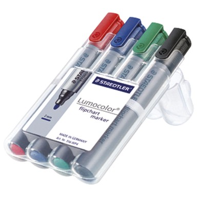 STAEDTLER Flipchart marker 356 WP4, Lumocolor, 2 mm, PK4, sortirane boje