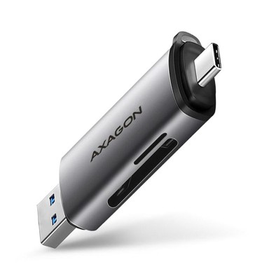 AXAGON Čitač kartica CRE-SAC, USB 3.2 Gen1 Type C + Type A, SD, microSD