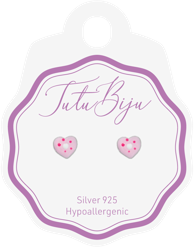 TUTU BIJU Naušnice Hearth 6.0 mm, silver rose pois, THE60S017