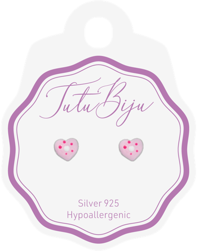 TUTU BIJU Naušnice Hearth 6.0 mm, silver rose pois, THE60S017