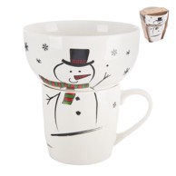 ORION Bijeli porculanski set šalice i zdjele 2 kom s božićnim motivom 350 ml 