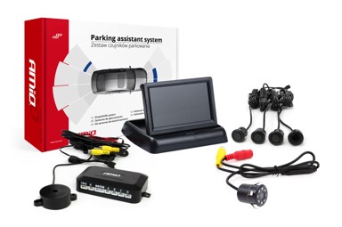 AMIO Parking senzori, 4 kom, crni, 18 mm, TFT02 4,3'' zaslon, buzzer, HD-307-IR kamera za rikverc