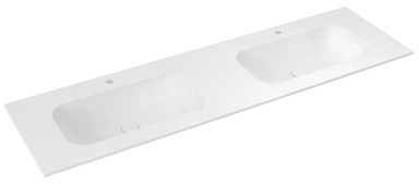 SAPHO ARUBA Umivaonik, 180x51,5 cm, dvostruki, ugradnja u namještaj, Solid Surface, bijela mat