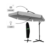 Vanjski suncobran sivi, LED rasvjeta, 3 m