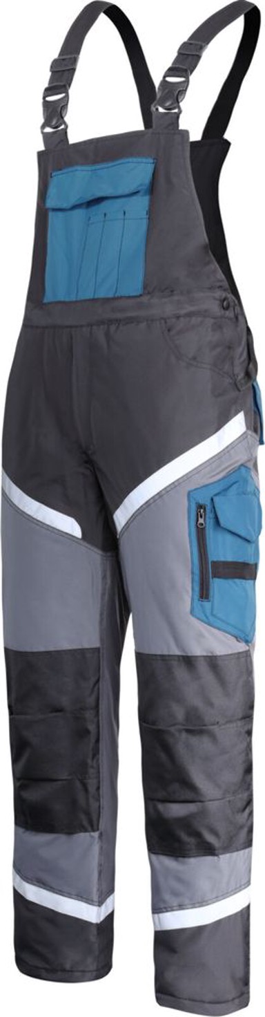 LAHTI PRO Ojačane radne hlače s naramenicama, reflektirajućim elementima i CE certifikatom, veličina XL, crno-tirkizne