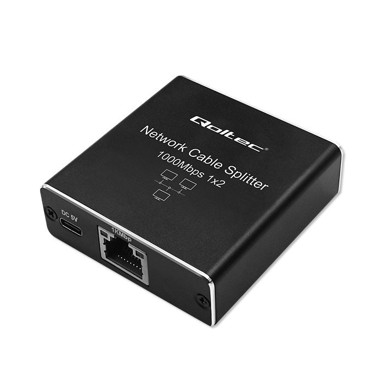 QOLTEC Mini Ethernet switch, 1000 Mb/s, USB-C, 1 x 2 RJ45, aluminijsko kućište
