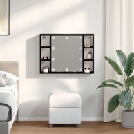 Ogledalo s policom Izrađeno od konstruiranog drva, 76x15x55 cm, crni hrast