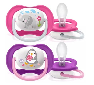 PHILIPS AVENT Silikonska duda Ultra Air SCF080/08 , 6-18 mjeseci, 2 komada, slon/pingvin