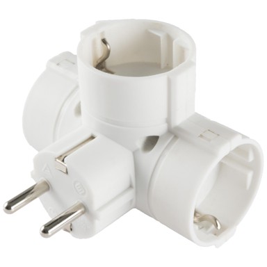 HOME Razdjelnik, 3 x schuko utičnice, T oblik, strujni, bijeli