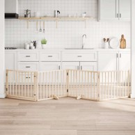 Vrata za pse s vratašcima 4 panela sklopiva 320 cm drvo topole 80 x 60 x 2 cm, prirodna