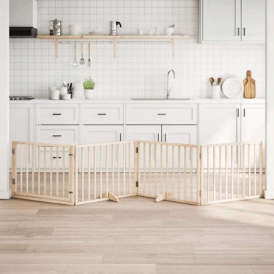 Vrata za pse s vratašcima 4 panela sklopiva 320 cm drvo topole 80 x 60 x 2 cm, prirodna