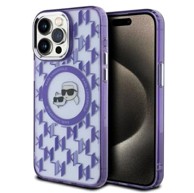 Karl Lagerfeld IML Monogram Karl & Choupette Head MagSafe maskica za iPhone 15 Pro, ljubičasta