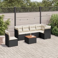 7-dijelni set vrtnih sofa od poliratana s jastucima crni