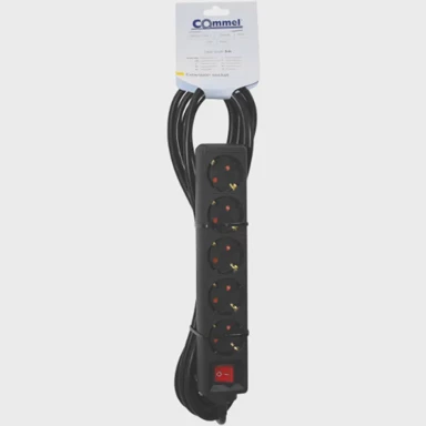 COMMEL Prenosiva utičnica, 5 utičnica, 5m, crna