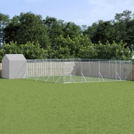 Vanjski kavez za pse s krovom srebrni 10 x 10 x 2,5 m čelični