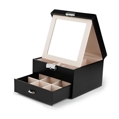 LIVEFY Kutija za nakit Glam, crno, eko koža, 16 x 16 x 11 cm