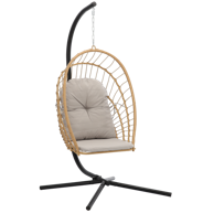 ERIS Viseća fotelja sklopiva, sivi jastuk, crni okvir