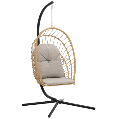 ERIS Viseća fotelja sklopiva, sivi jastuk, crni okvir