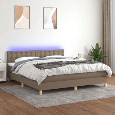 Box Spring krevet s madracem, smeđesivi, 160x200 cm