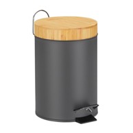 NORTHIX Kanta s pedalom, 3 L, mat metal, bambusov poklopac
