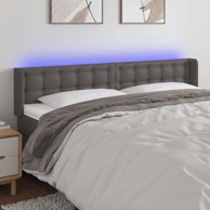 LED uzglavlje, 183x16x78/88 cm, umjetna koža, siva