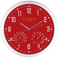 Sat, zidni, s vlagomjerom i termometrom, crveni