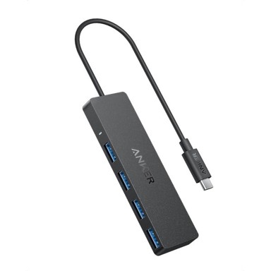 ANKER USB hub Ultra Slim, USB-C, 4x USB-A, crni