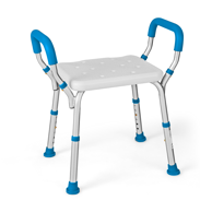 Tuš stolica s podesivom visinom, aluminijska, nosivost 100 kg, plava