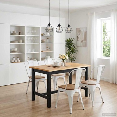 EKAI Visoki bar stol 112 x 70 x 91 cm, masivna borovina, crni