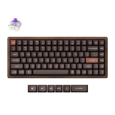 KEYCHRON Gaming tipkovnica K2 HE, bežična, 75%, Gateron Nebula prekidači, smeđa
