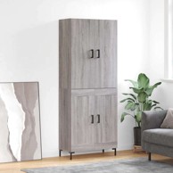 Visoka komoda siva sonome 69 5x34x180 cm od konstruiranog drva , drvena vrata