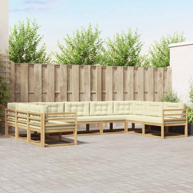 Set vanjskih sofa s jastukom, 9 pcs, bijela i krem