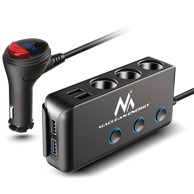 MACLEAN Auto razdjelnik utičnice MCE218 s voltmetrom, 3 x 12V, QC 3.0, 3 x USB, PD 18W
