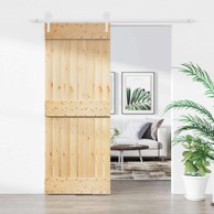 Klizna vrata, 80 x 210 cm, puno borovo drvo, prirodna i bijela