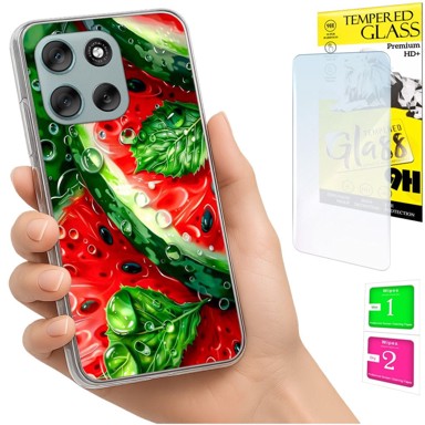 Maskica za Motorola Moto G56, s foto tiskom, s lubenicom, sa zaštitnim staklom