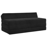 Sofa na razvlačenje, 120 x 60 x 49 cm, tkanina, crna