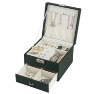 LIVEFY Kutija za nakit Grace, zeleno, eko koža, 16 x 16 x 11 cm