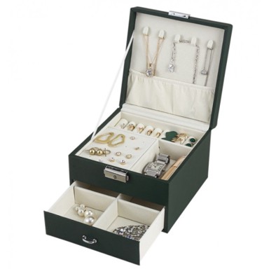 LIVEFY Kutija za nakit Grace, zeleno, eko koža, 16 x 16 x 11 cm