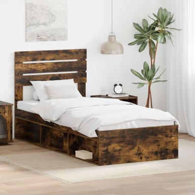 Okvir za krevet s uzglavljem 100 x 200 cm, dimljeni hrast