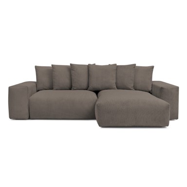 BOBOCHIC PARIS Smeđe-siva sklopiva/s prostorom za odlaganje kutna garnitura od samta Voltaire, 310x165x100 cm