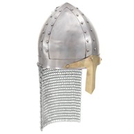 Replika križarske viteške kacige za LARP, srebrna, čelična