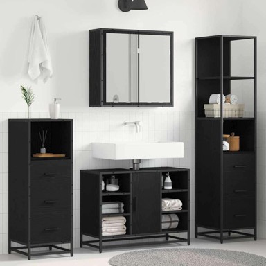 Set namještaja za kupaonicu, 4 kom, 80 x 33 x 60 cm, crni hrast