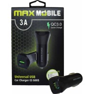 MAXMOBILE Punjač za mobitel za auto Duo CC-S005, 18W, QC 3.0, crni