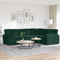 Modularna sofa s jastucima od baršuna, tamnozelena