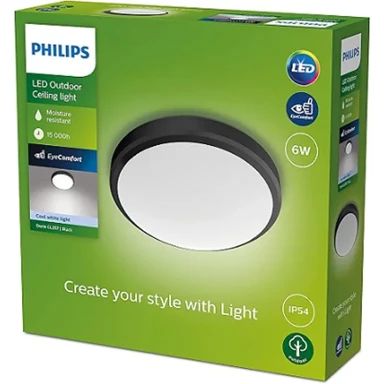 PHILIPS plafonjera Doris 6 W, 4000 K, IP54, crna