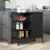 Kuhinjska kolica 87,5x38,5x84,5 cm, konstruirano drvo, crna hrast