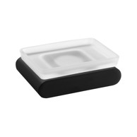 SAPHO Mat crna staklena zidna posuda za sapun Flori