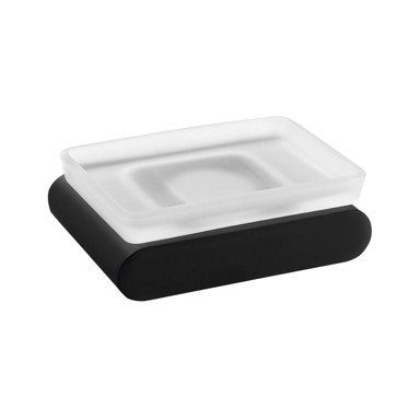 SAPHO Mat crna staklena zidna posuda za sapun Flori